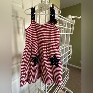 Red and White Striped Kids Dress with Star Accents